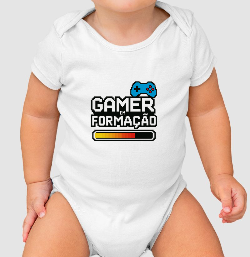 Camiseta Infantil Gamer em Formação – Pixel Art Estilo 8-Bit | ManaMoney Mini