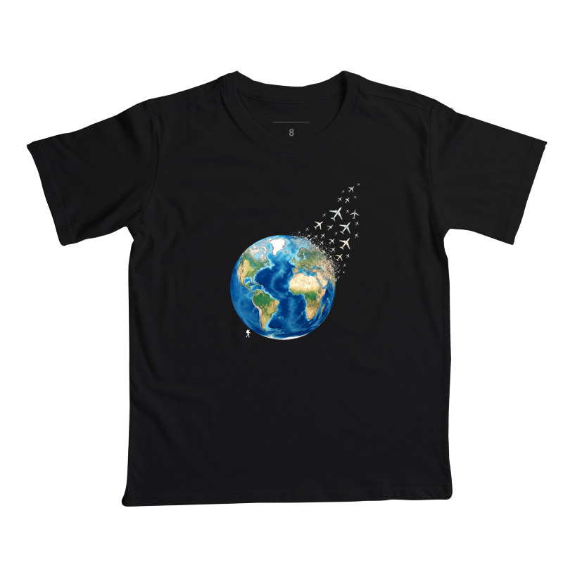 Camiseta Globo Terrestre Avioes Dispersos | Arte 3D Viagem Mundo | Colecao Viciados em Viagem