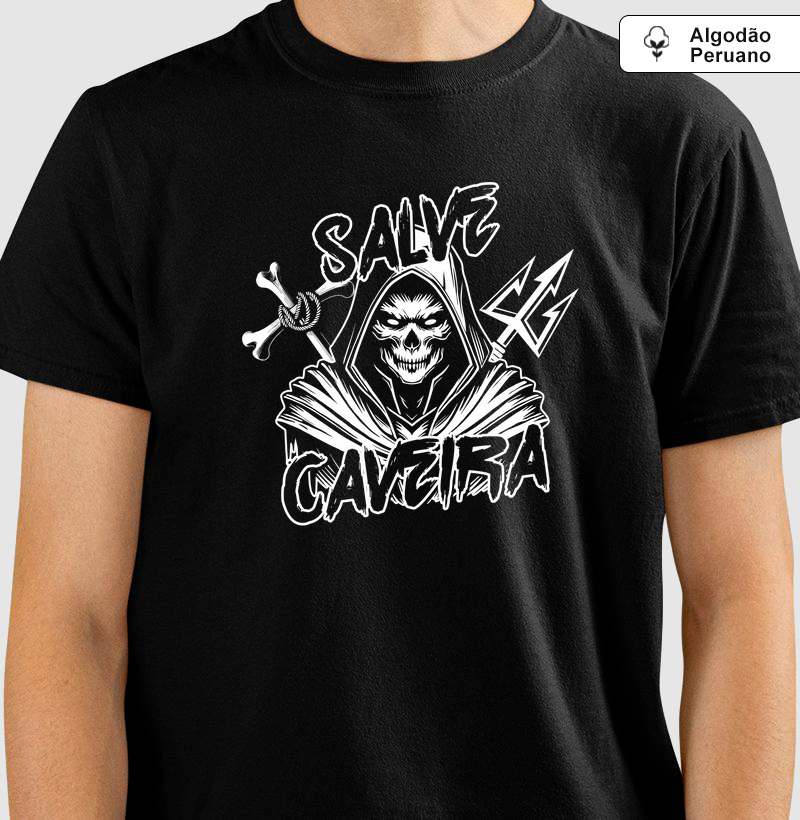 Camiseta Umbanda Salve Caveira - Algodão peruano