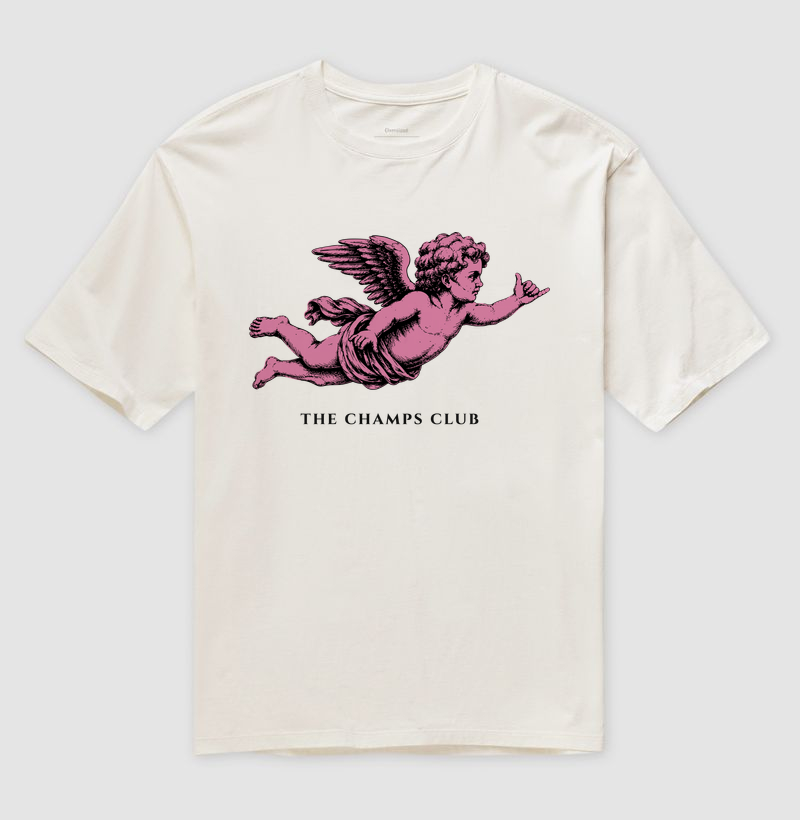 Camiseta Oversized Off White Vintage Pink Angel