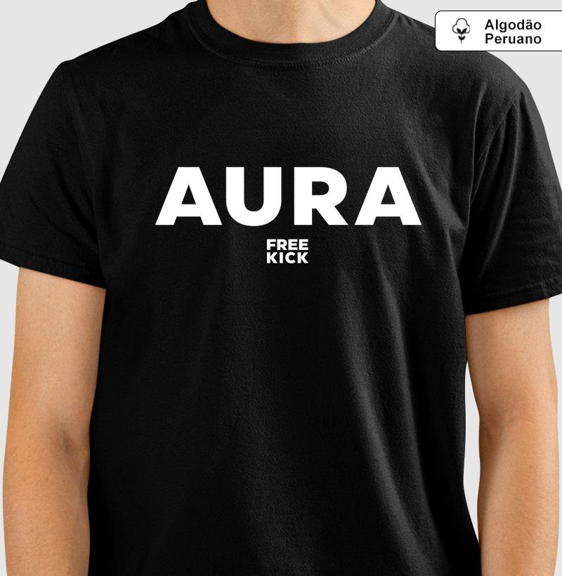 CAMISETA ALGODÃO PERUANO FREE KICK AURA LOGO BRANCO