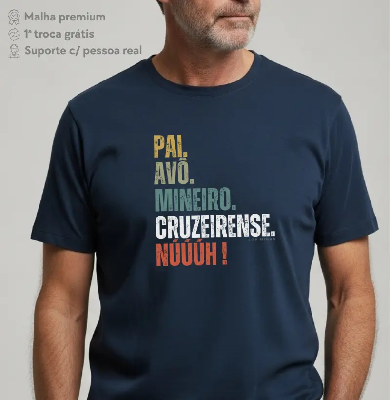 Camiseta Pai Avô Mineiro Cruzeirense | Gerações Celestes