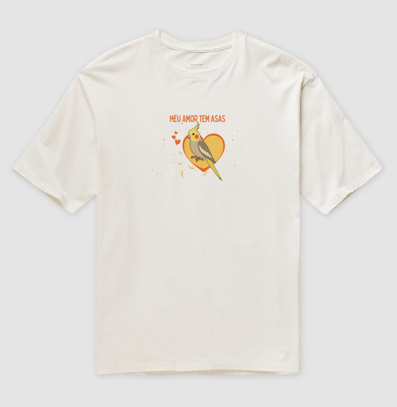 Camiseta Oversized Calopsita Amor de Asas