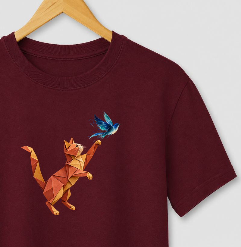 Gato e Pássaro - Camiseta