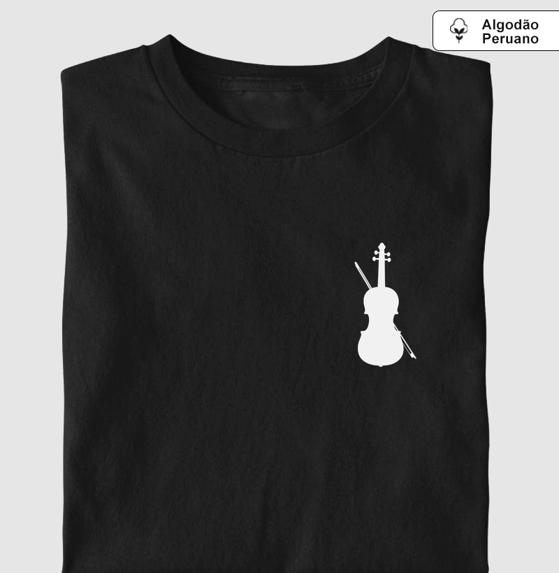 VIOLINO SILHUETA MINIMALISTA - Camiseta Algodão Peruano