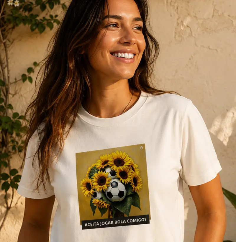 feminina de futebol estampa "futebol arte - girassóis de van gogh" joga bonita