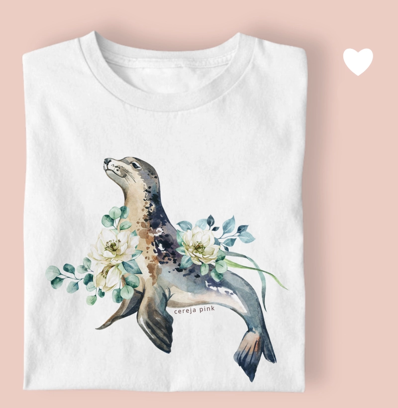 Camiseta Feminina Ilustrada Foca