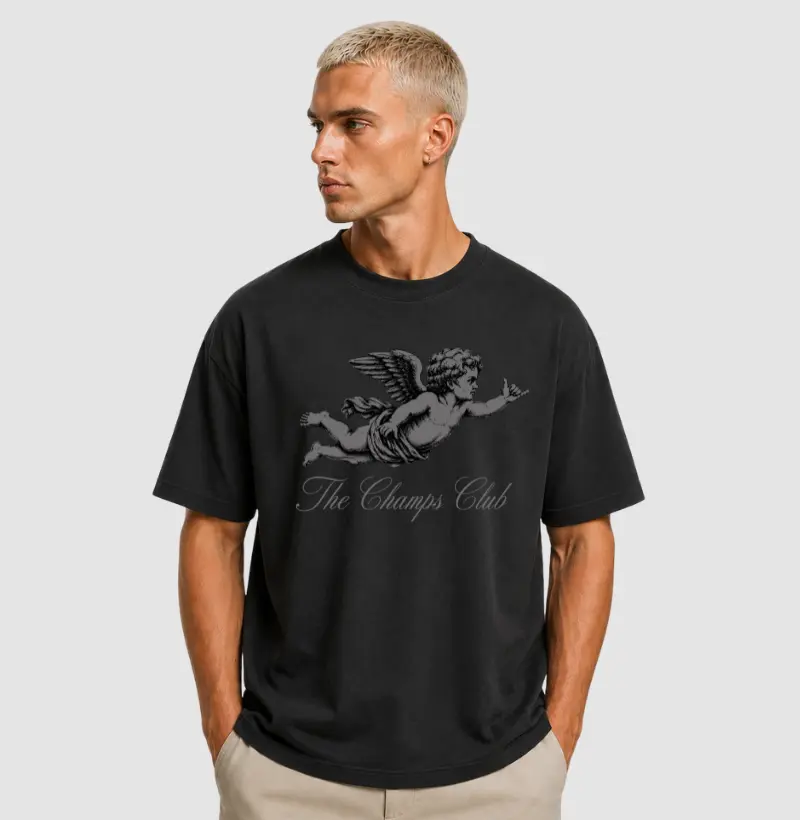 Camiseta Oversized Vintage Angel Noir