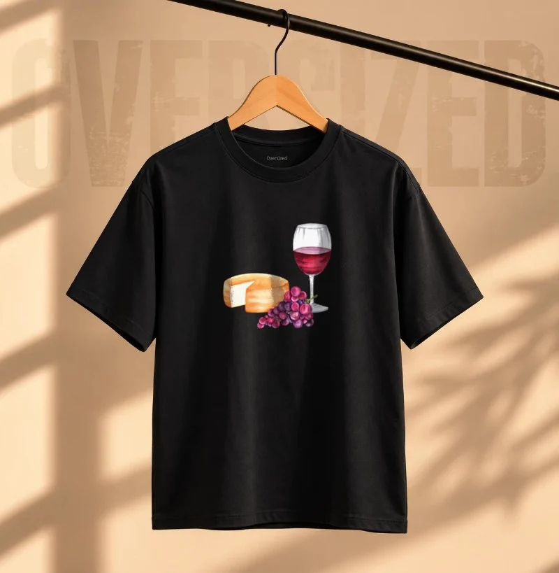 Camiseta Queijo e Vinho - Camiseta Oversized
