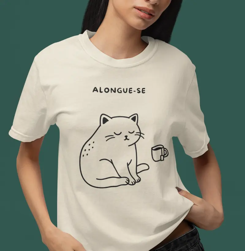 Camiseta Alongue-se — Gato Zen