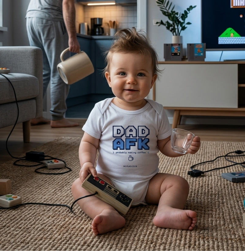 Body Bebê Dad AFK Probably Making Coffee | 100% Algodão | No Plan Club