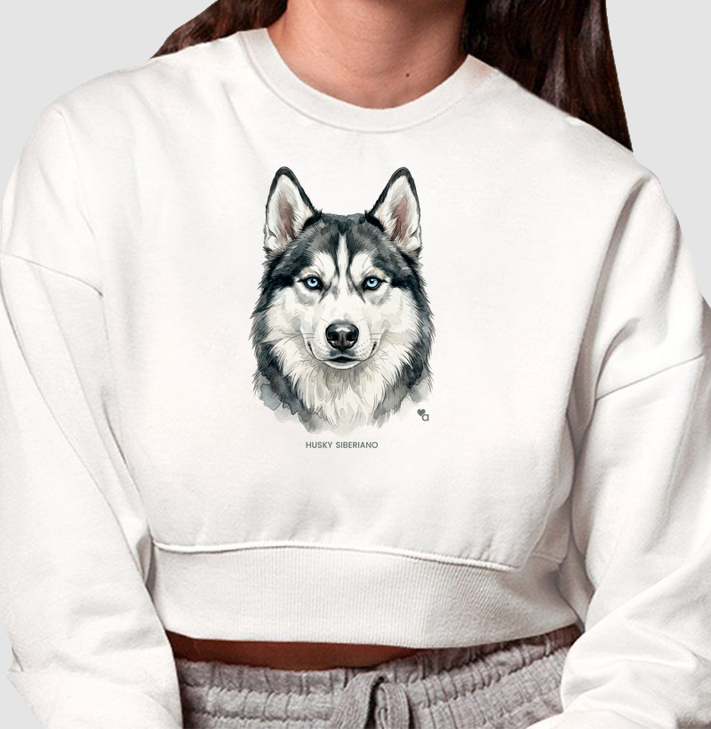 Cães - Husky Siberiano - Moletom Cropped