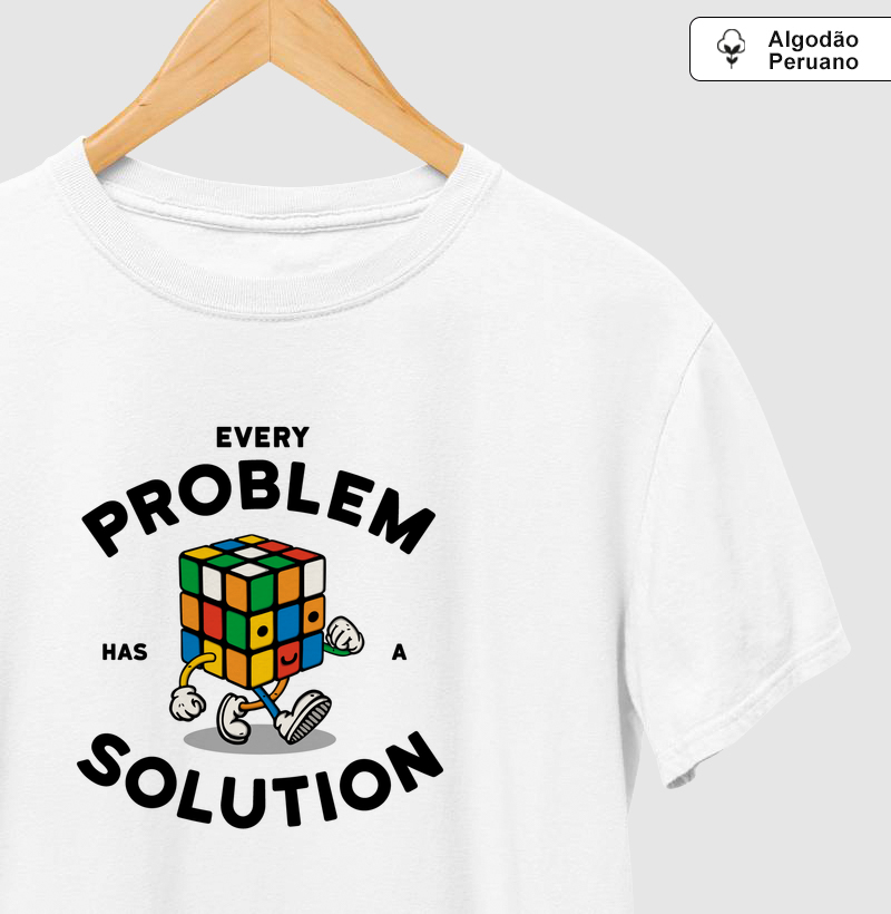 Camiseta Every Problem Has a Solution Rubik Retro Algodão Peruano - Camiseta Algodão Peruano