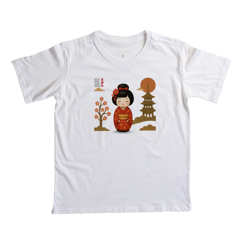 Kokeshi - Gueixa Sakura - Camiseta Infantil