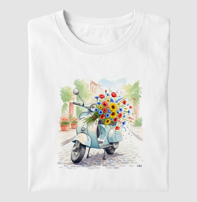 Camiseta Algodão Premium - Vespa florida 