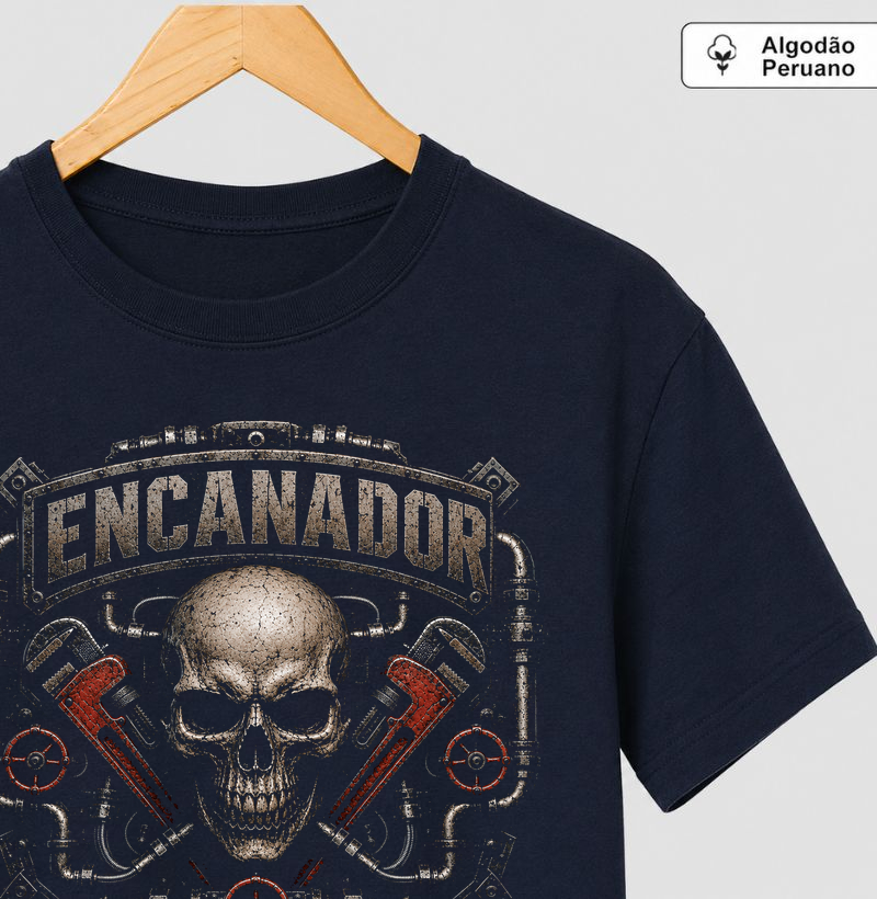 Encanador SKULL Emblema - Camiseta Algodão Peruano