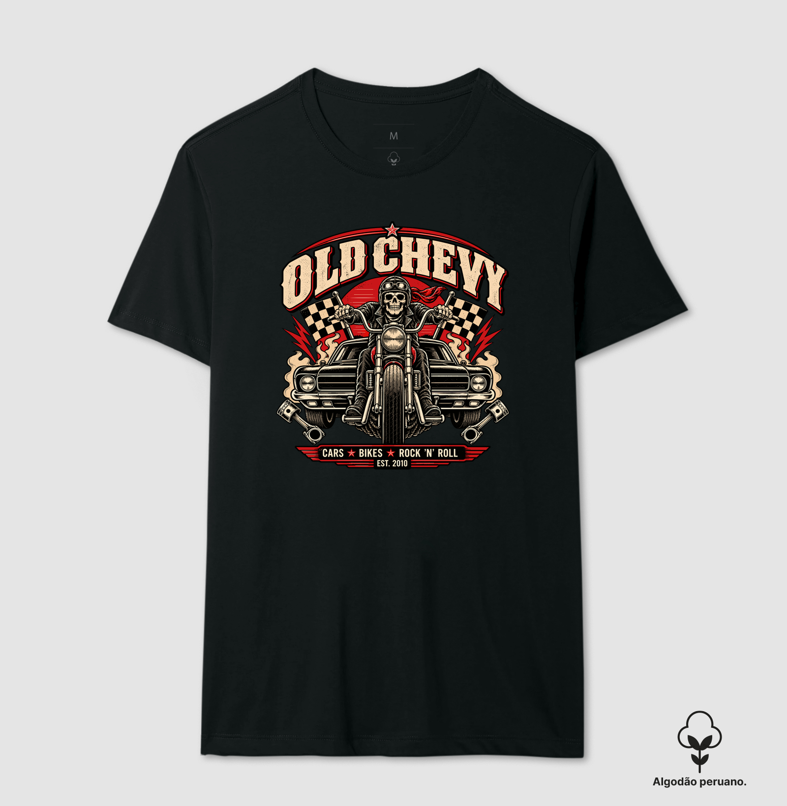 Death Rider | Road Rebels - Old Chevy - Camiseta Algodão Peruano