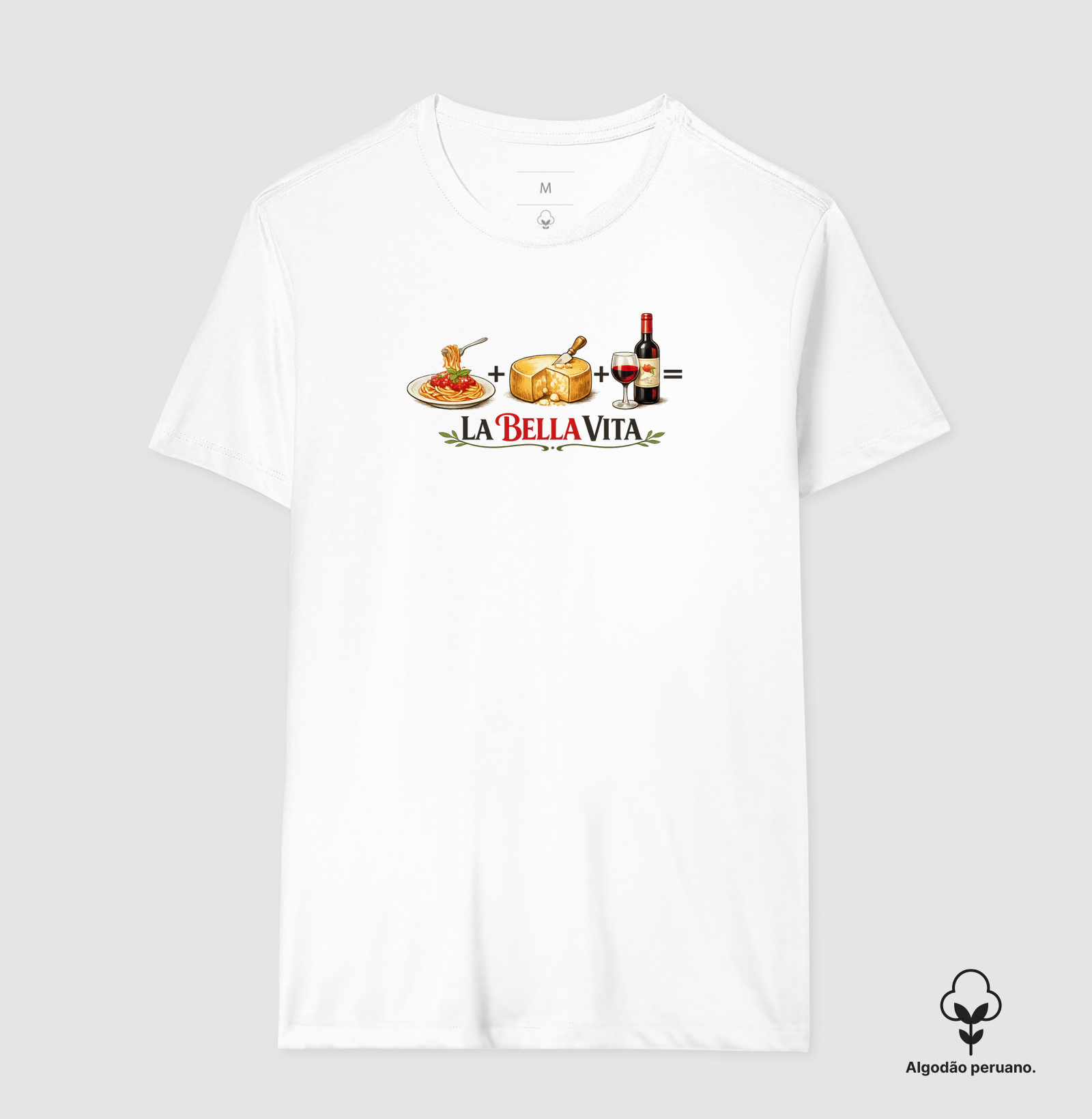 Camiseta Pasta + Queijo + Vinho