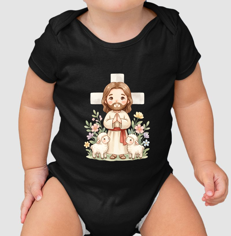 Body Infantil Jesus Com Ovelhas