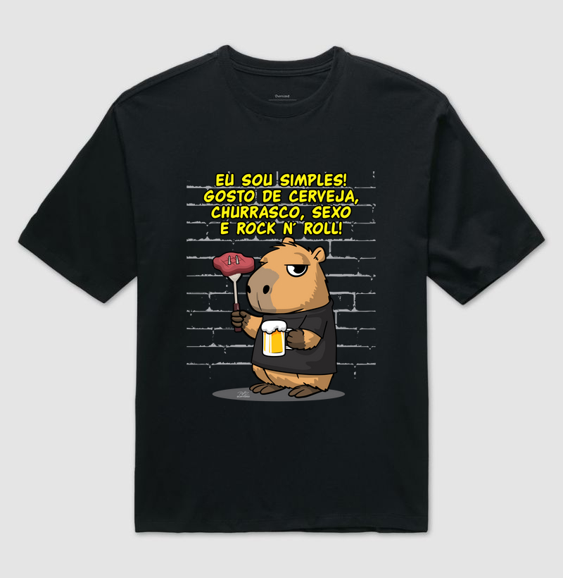 Camiseta Capivara rock simples - Camiseta Oversized
