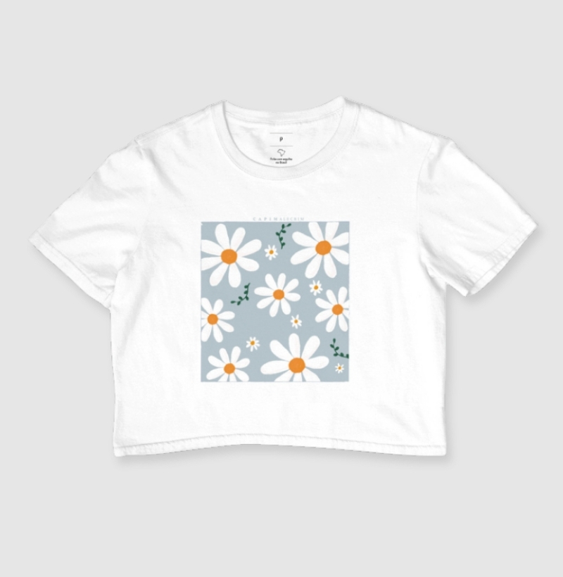 T-shirt Cropped Pattern Margaridas