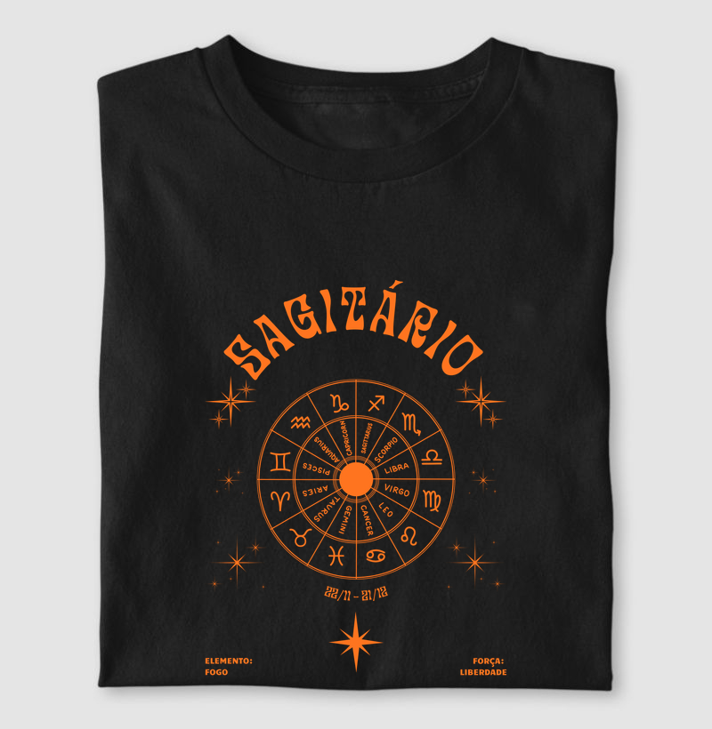 Camiseta Sagitário — Liberdade em Chamas