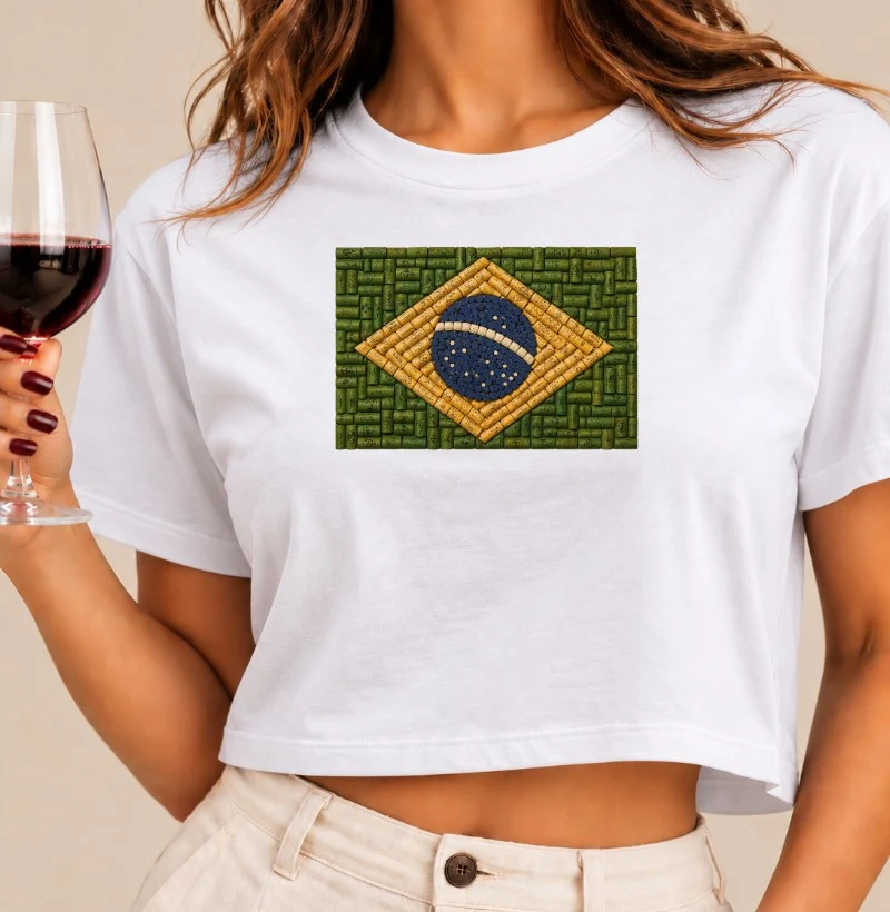 Camiseta Cropped Vinho - Brasil de Rolha - Cropped