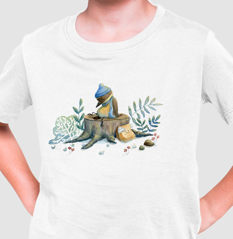 Camiseta Infantil Descanso Pássaro