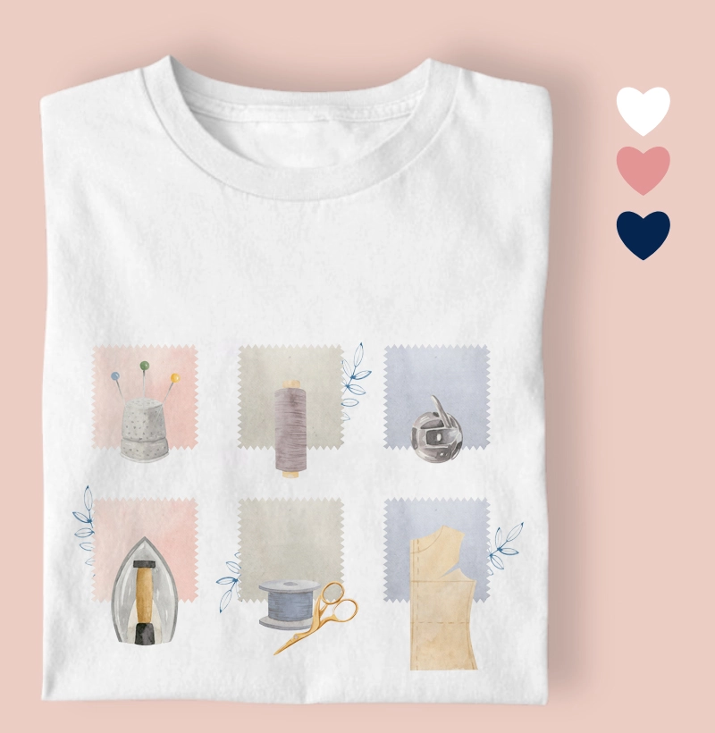 Camiseta Feminina Ilustrada retalhos