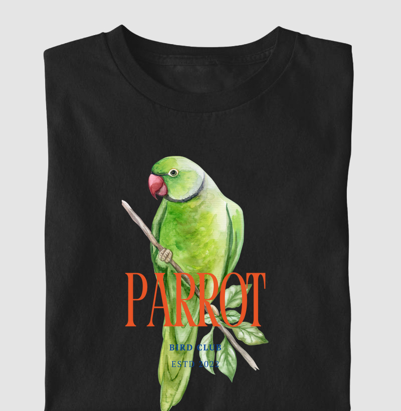 Camiseta Infantil Algodão com Estampa de Papagaio Verde – Bird Club