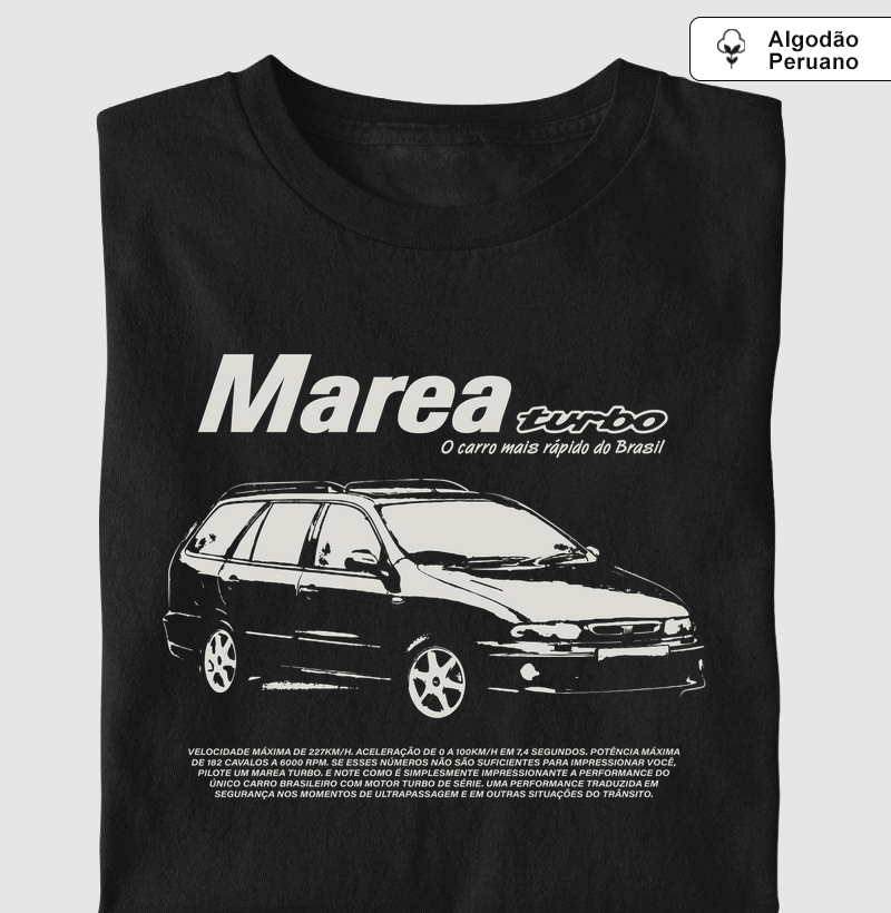 Marea Turbo | O carro mais rápido do Brasil - Camiseta Algodão Peruano