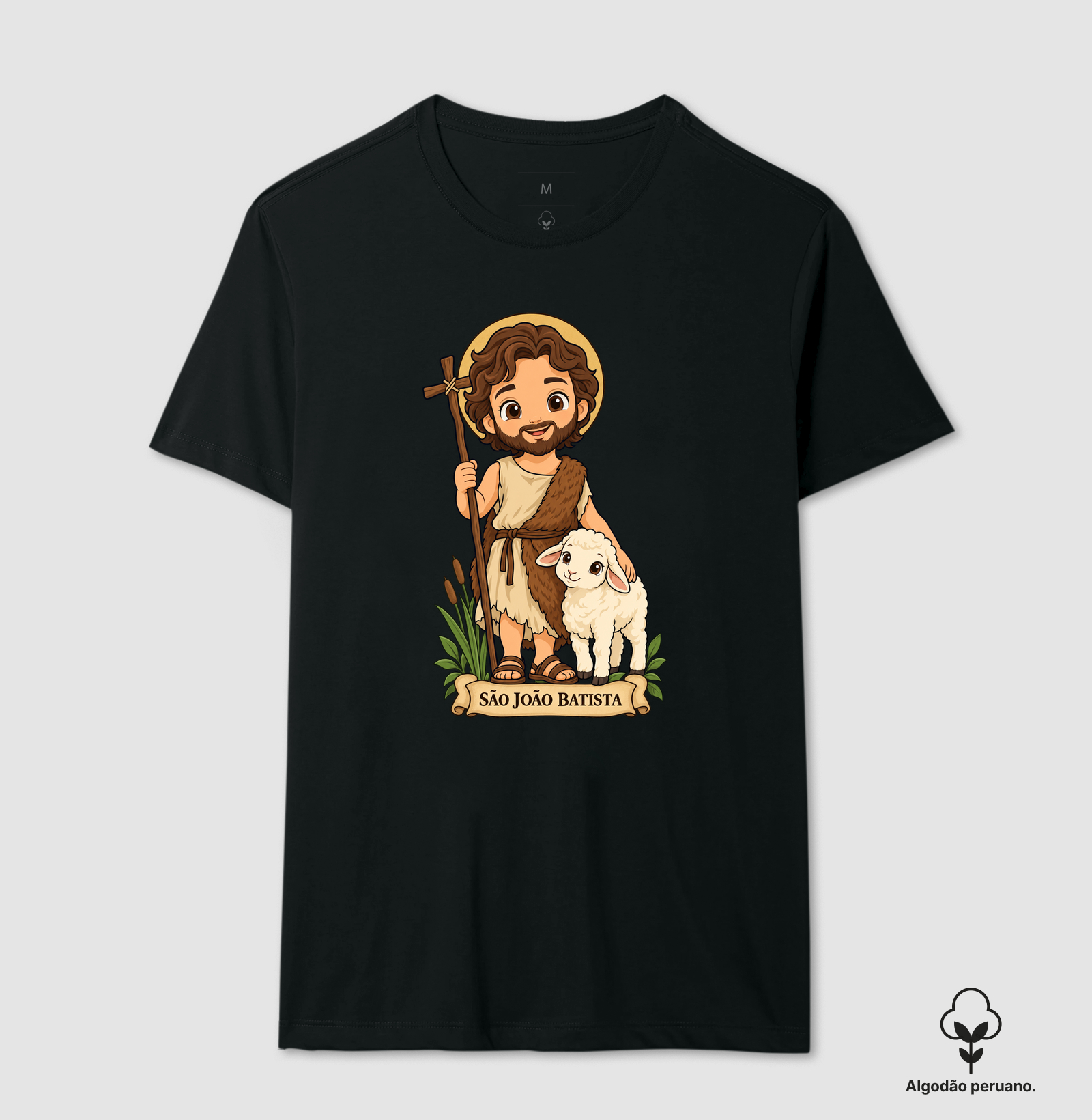São João batista estilo chibi - Camiseta Algodão Peruano
