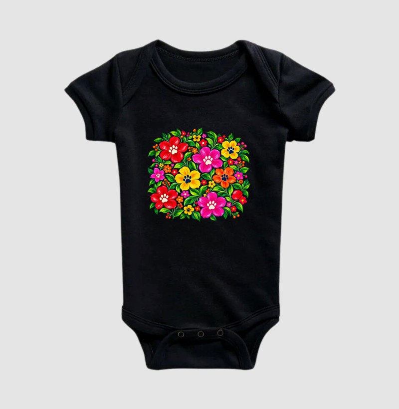 Jardim Floral Com Patinhas - Body Infantil