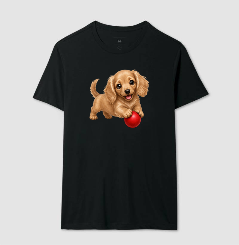 Dachshund Pelo Longo - Desenho Animado - Camiseta