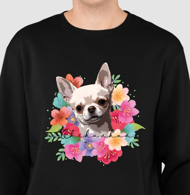 Suéter Moletom Chihuahua Floral