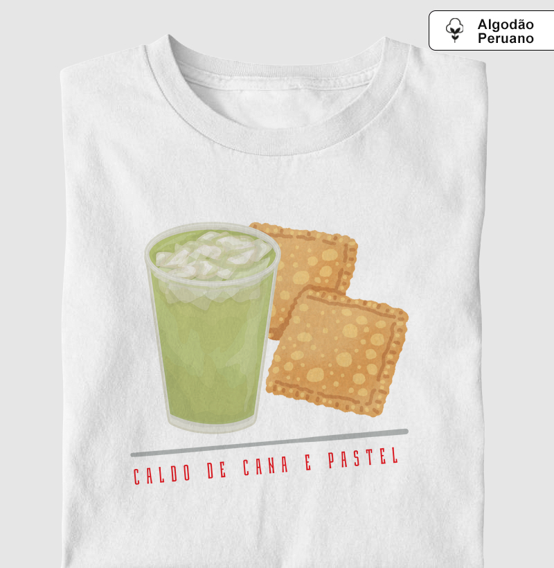 Camiseta caldo de cana e pastel