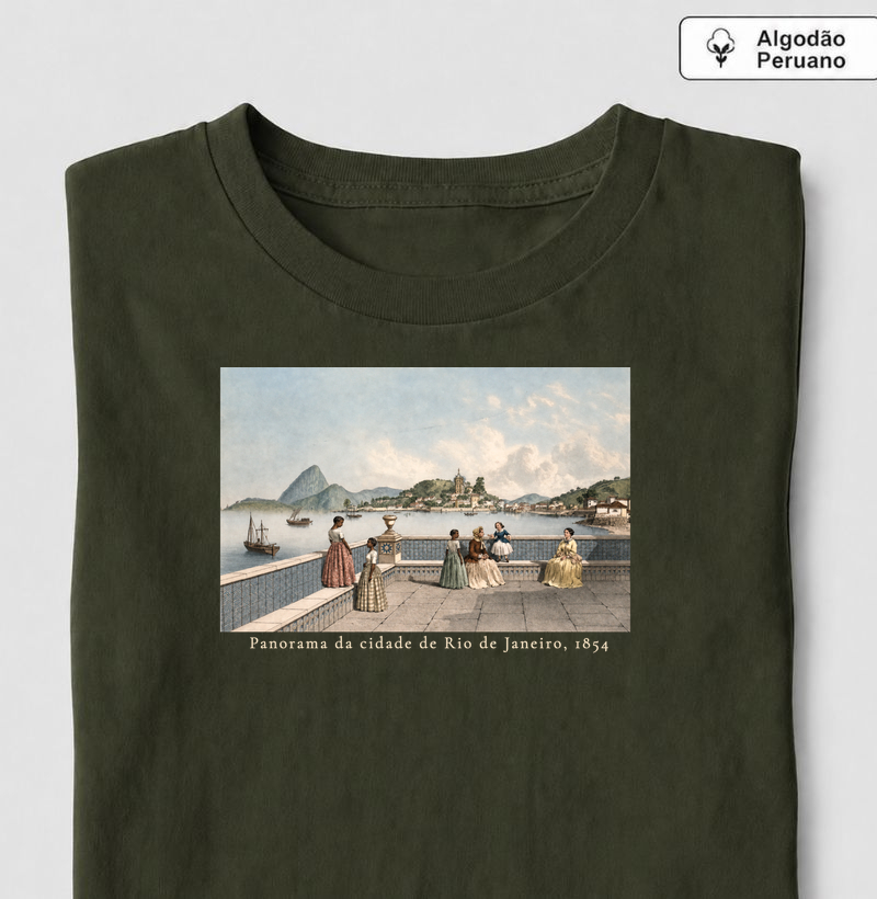 Camiseta Vistas do Rio de Janeiro — Brasil Oitocentista - Camiseta Algodão Peruano