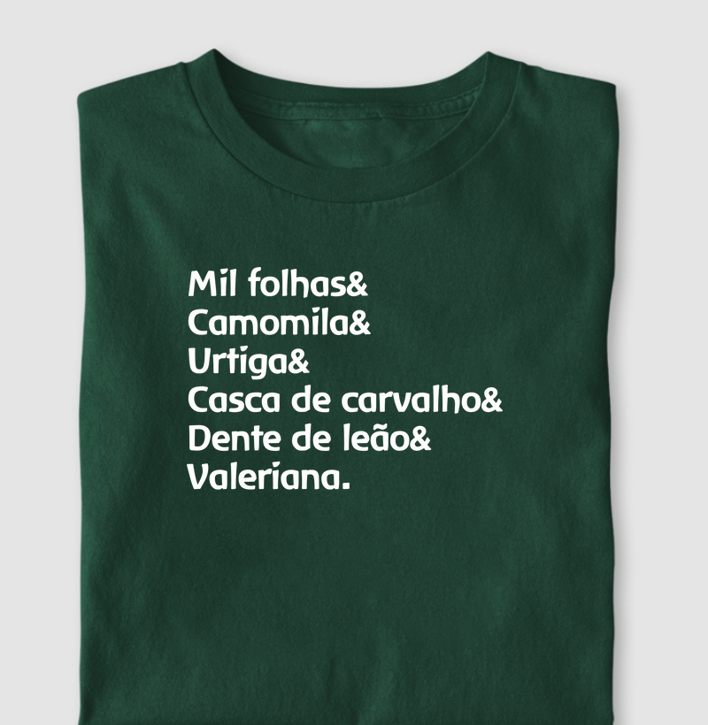 Mil folhas, Camomila, Urtiga, Casca de Carvalho, Dente de leão e Valeriana