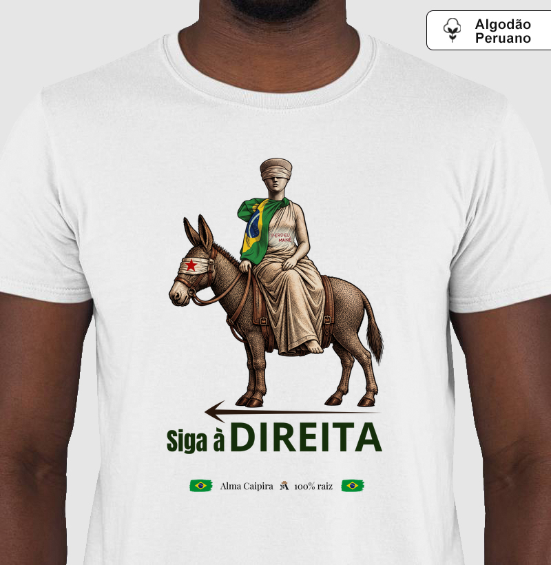 Siga à direita - Camiseta Algodão Peruano