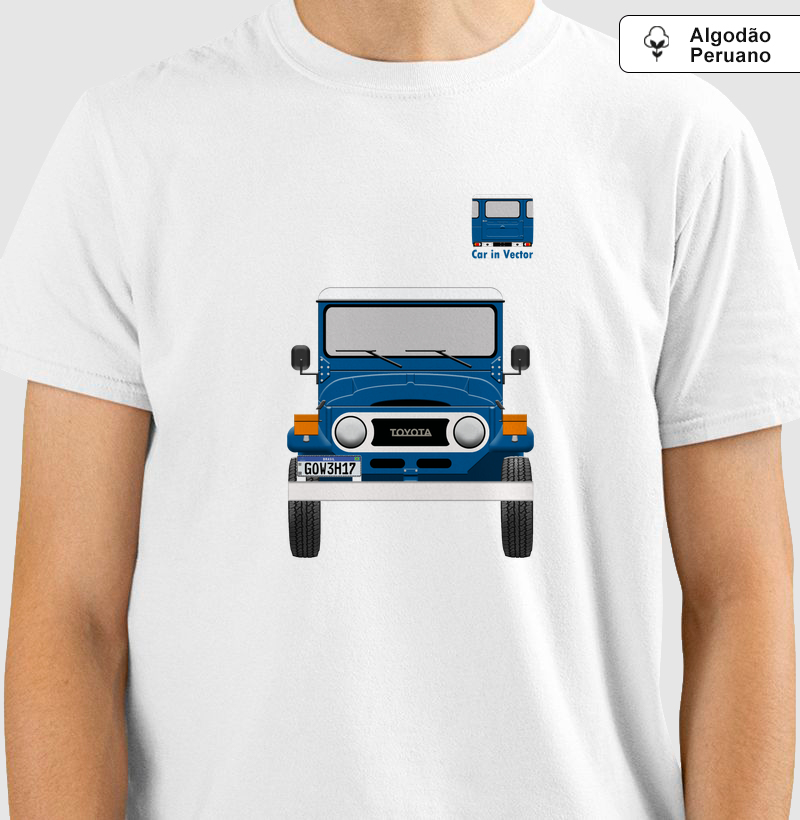 Frente Toyota e mini traseira - Camiseta Algodão Peruano