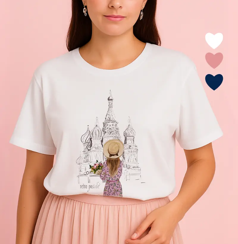 Camiseta Feminina Ilustrada Menina Moscow