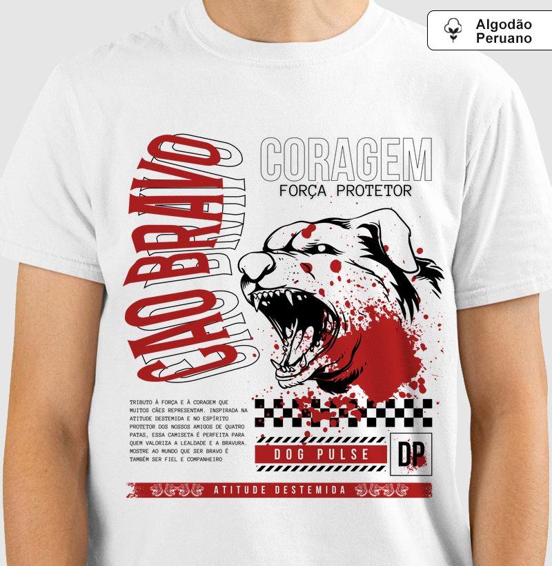 Camiseta Algodão Peruano Dog Pulse Cão Bravo - White