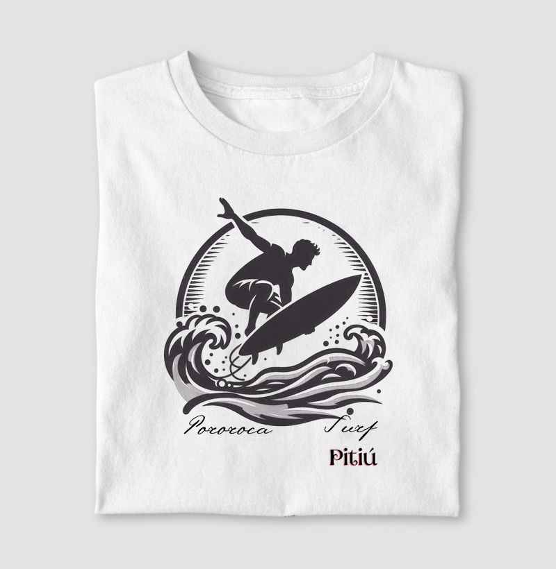 Camiseta Branca - Pororoca surf - Pitiú