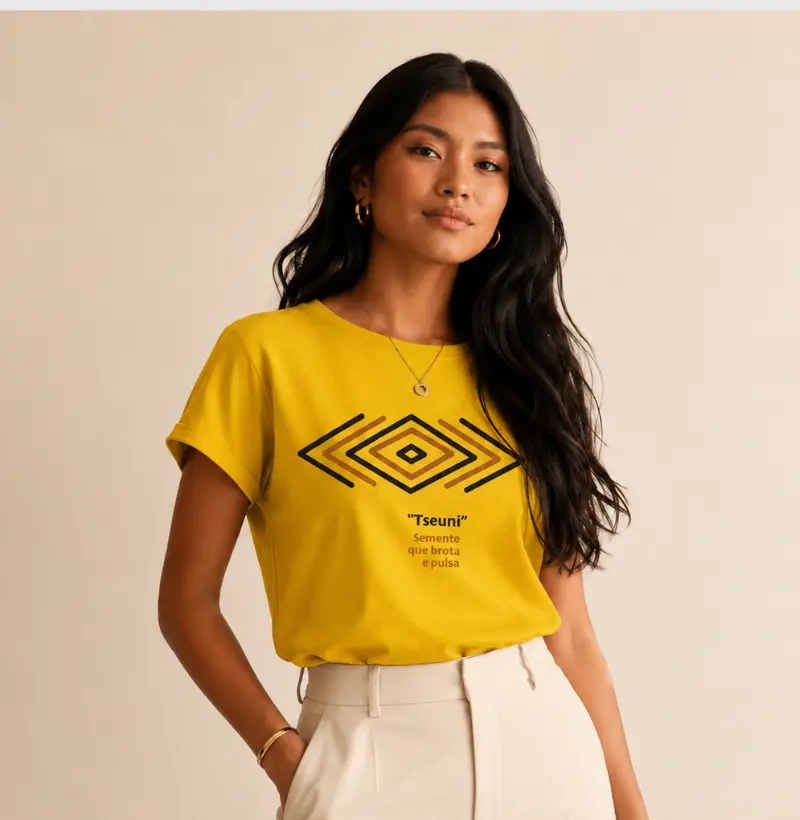 T-shirt Indígena- Grafismo "Tseuni"