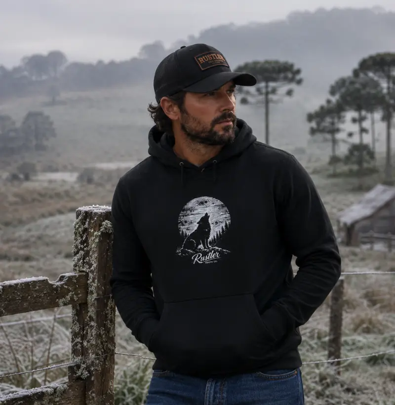 Moletom Country Rustler Lone Wolf – Howling Moon | Western Night