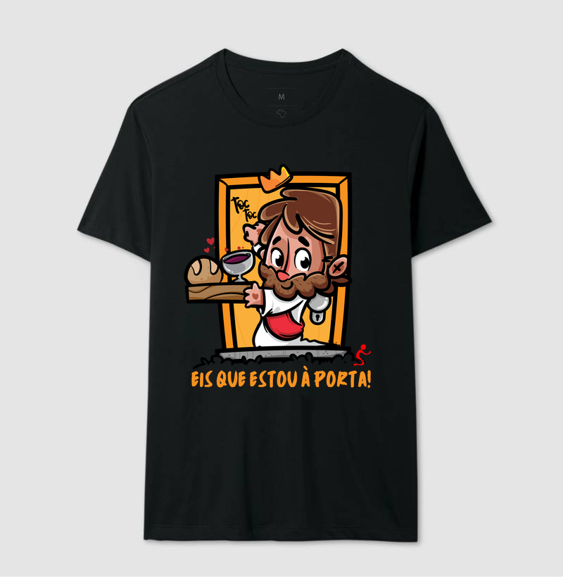 Camiseta Cristã Jesus Está à Porta