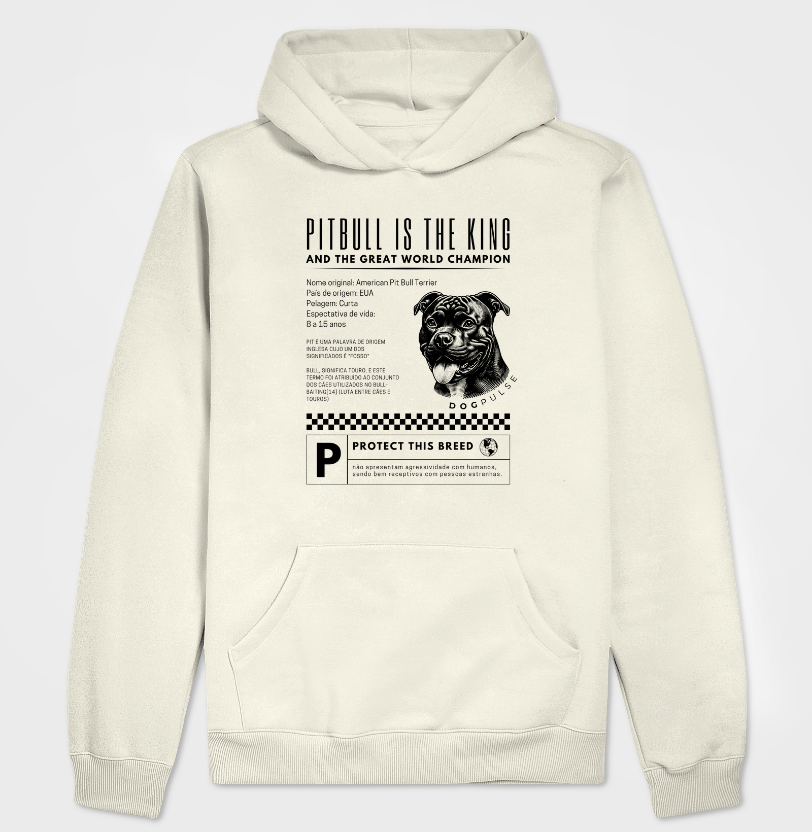 Hoodie Moletom Dog Pulse Pitbull Is The King - Royal Defender