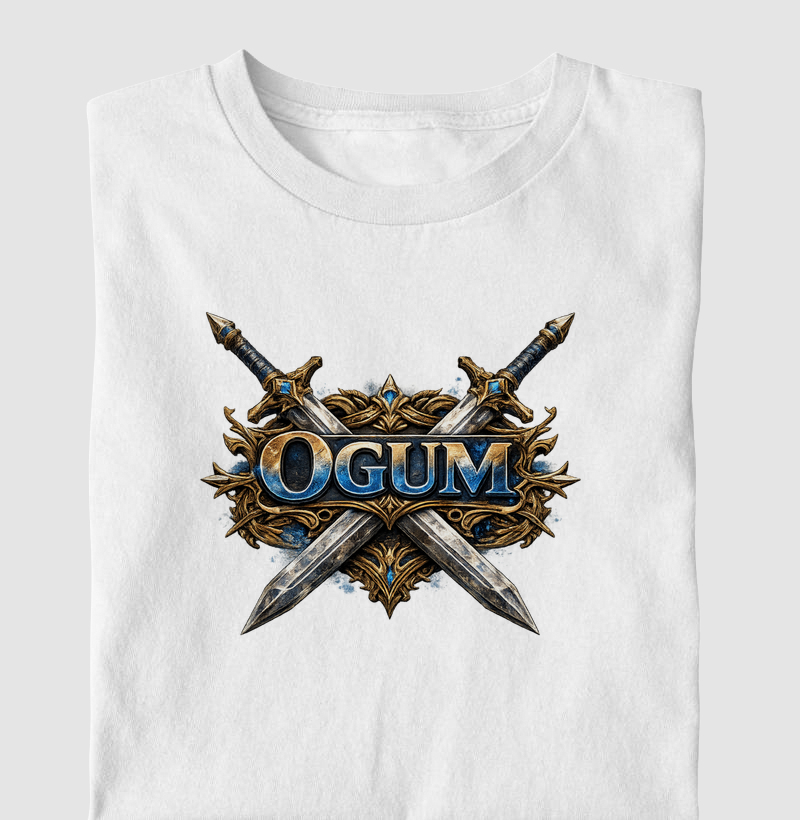 Camiseta Ogum duas espadas cruzadas