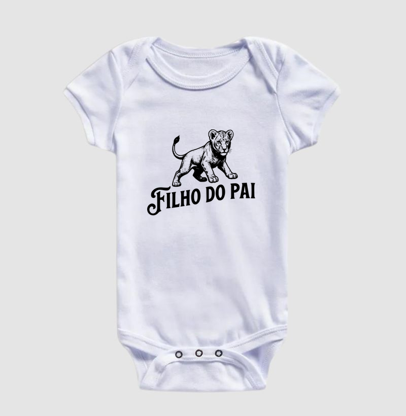 Body infantil Filhote do Pai - ilustração preta - Algodão Premium