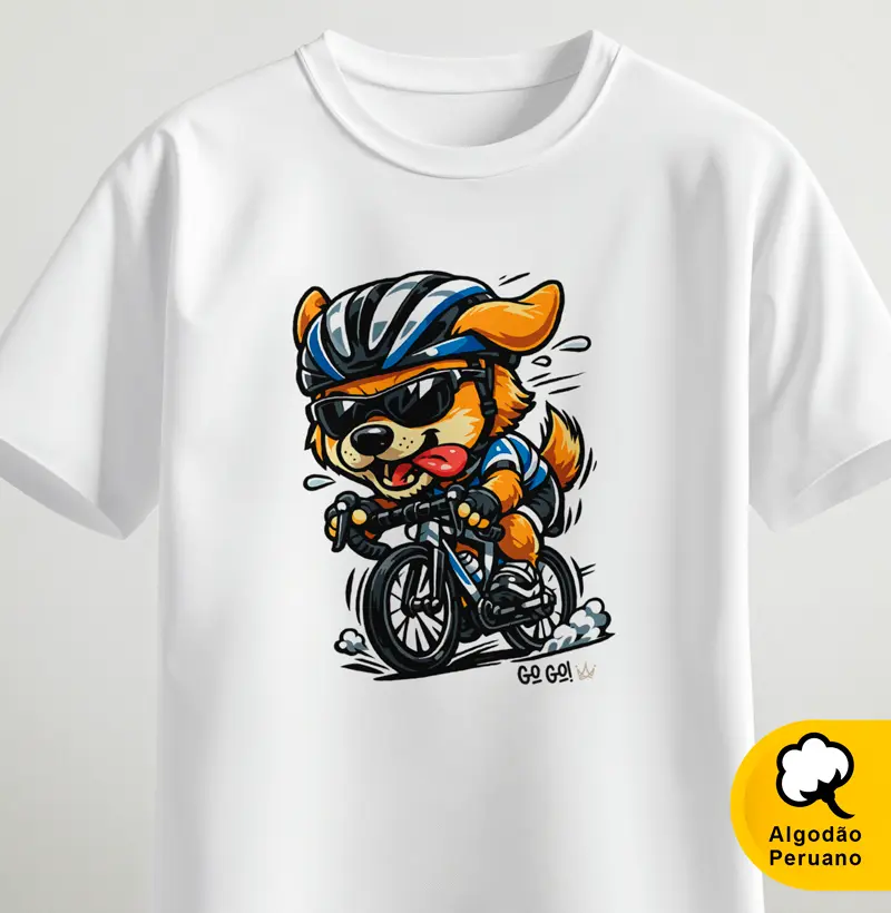 Cachorro radical pedalando